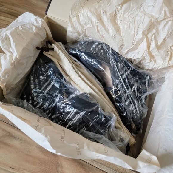 Stella Luna Atelier Paris Sheep Suede Leather Aztex Platform Wedge Sandal Black - Picture 12 of 15